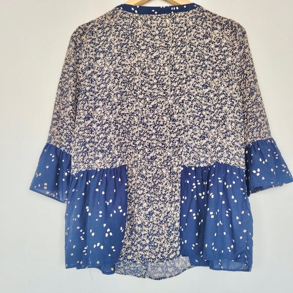 Anthropologie Maeve Hiver Floral Print Blouse in Navy Blue Size 2 - Picture 3 of 12
